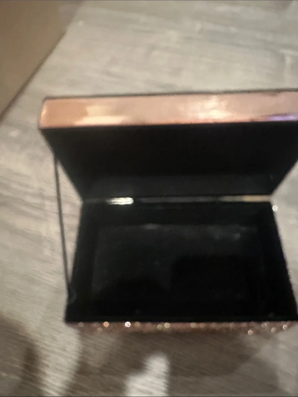 Sparkling Rose Gold Jewelry Box with Crystal 'M'